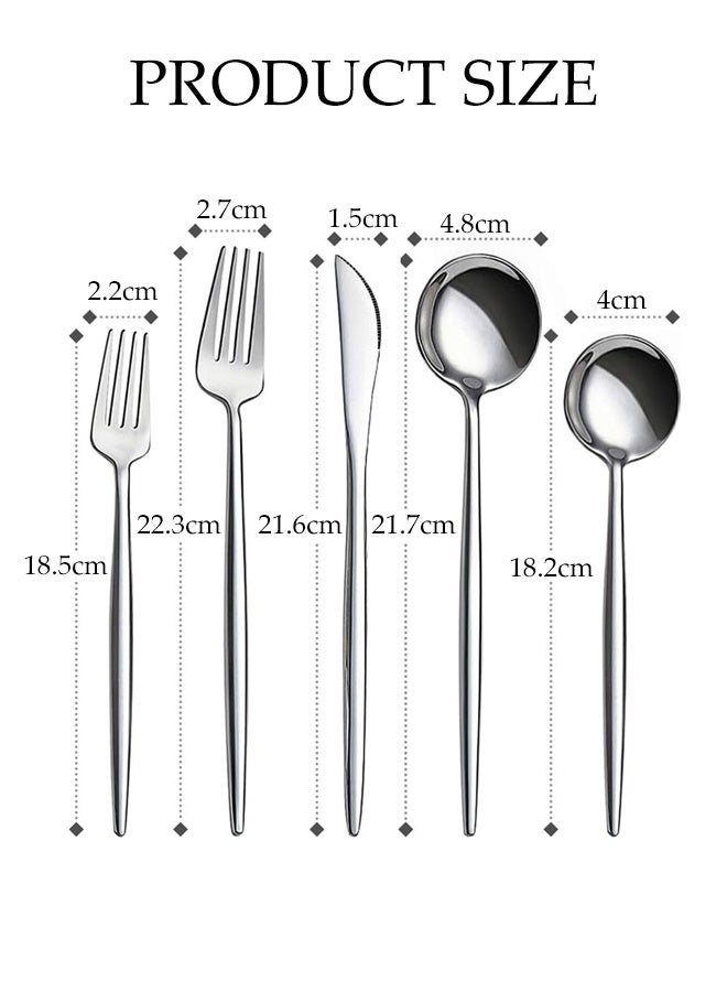 30-Piece Stainless Steel Knife Fork Spoon Full Set, Kitchen Cutlery Set, Texture-Free Western Tableware for Home, Kitchen, Restaurant, Hotel, Party Dining, Picnic, Dining, Exquisite Packaging Gift - Image 2