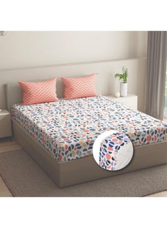 Wakefit Wakefit Bedsheet for Queen Size, Bedsheet Queen Size Bed Cotton, Fitted Bedsheets Queen Size Cotton, 144 TC 100% Cotton with 2 Pillow Covers (Elastic Fitted Sheet 78x60 : Bekky)  - Image 1