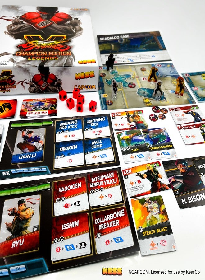 Kess Street Fighter V: Champion Edition Legends Board Game; Combat-Filled globtrotting Adventure Set for 1-4 Players - Image 3