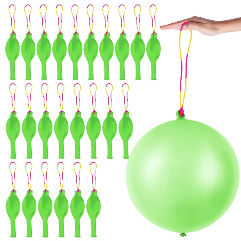 HSLCGF 24 Pcs Green Punch Balloons Bounce with Rubber Band Handle Punching Balloon Heavy Duty for Birthday party favors Kids Green - Image 3