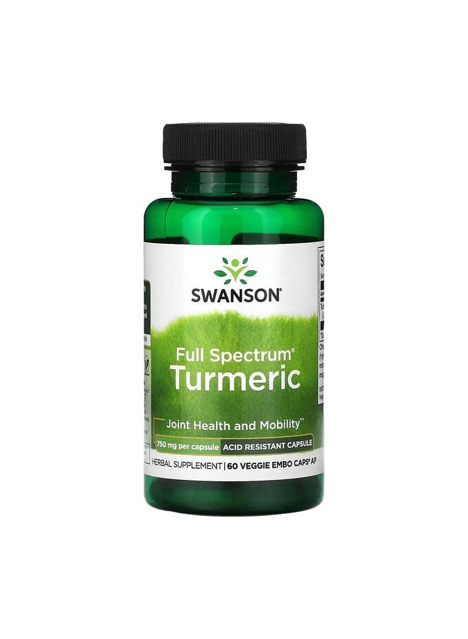 Full Spectrum Turmeric, 750 mg, 60 Veggie Embo Caps AP
