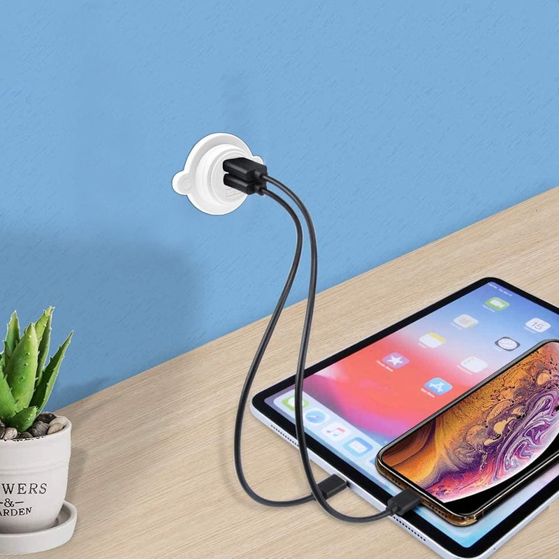 FACON مقبس شاحن USB 12V من فاكُن، مخرج USB مزدوج (5V / 2.4A)، تصميم نحيف جداً للتثبيت على الحائط لسيارات RV، مقطورات، مخيمات، قوارب، ومنازل بحرية متنقلة، أبيض - Image 5