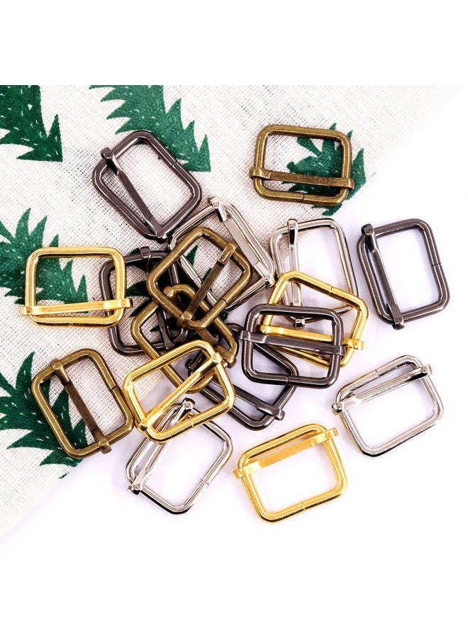 Swpeet Swpeet 60Pcs Heavy Duty 1 Inch / 25mm Metal Rectangle Adjuster Triglides Slides Buckle, Webbing Belts Buckle Metal Rings for for Belt Bags DIY Accessories Keychains - Sliver, Bronze, Gold, Gun-Black  - Image 4