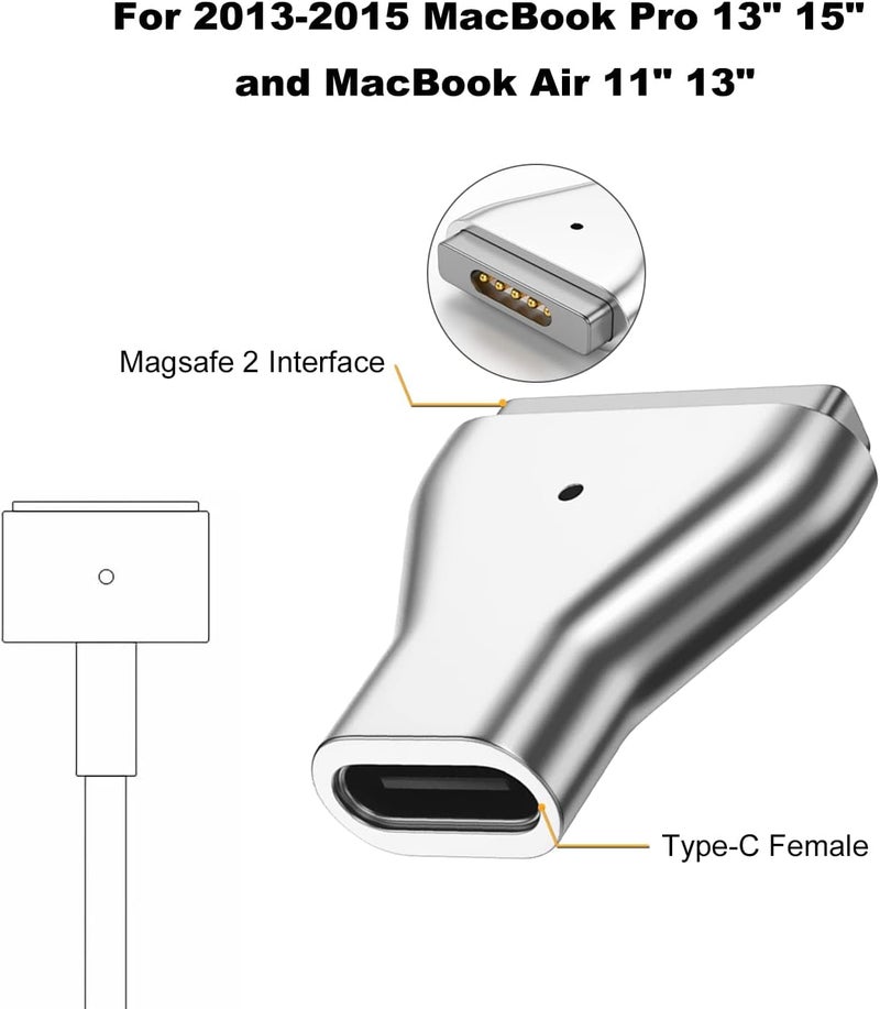 MAKINGTEC USB C to Magnetic T-Tip Adapter, Type-C to Magnetic 2 T-Head PD 100W Power Fast Charging Converter for 2013-2015 MacBook Pro Air - Image 4