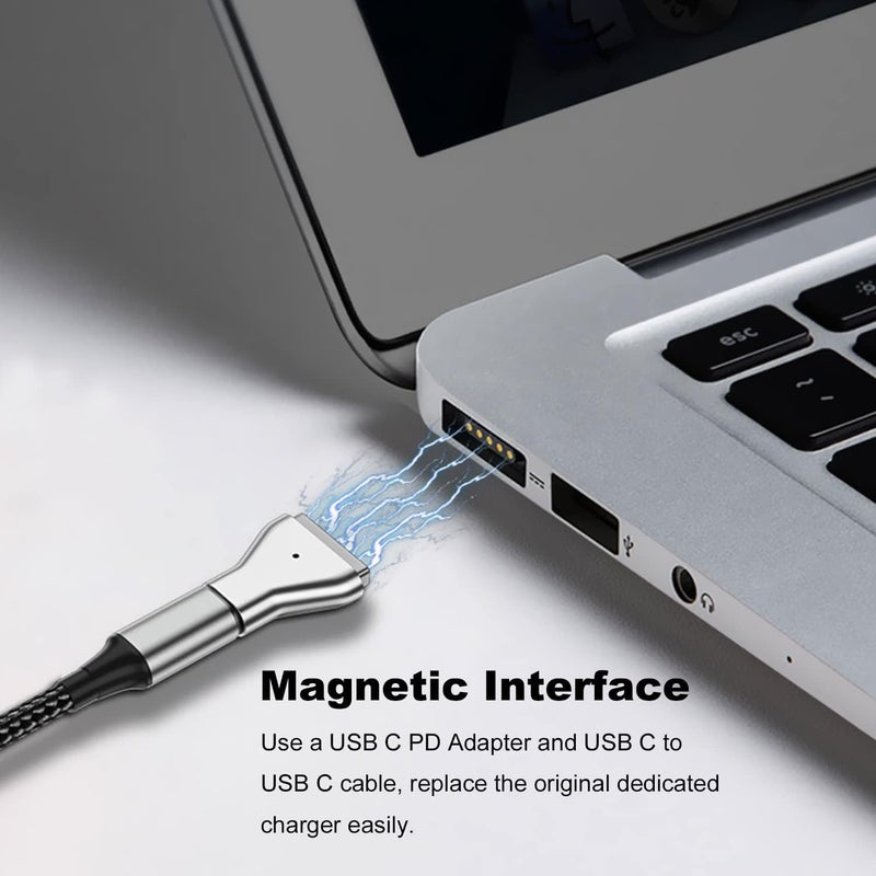 MAKINGTEC USB C to Magnetic T-Tip Adapter, Type-C to Magnetic 2 T-Head PD 100W Power Fast Charging Converter for 2013-2015 MacBook Pro Air - Image 2