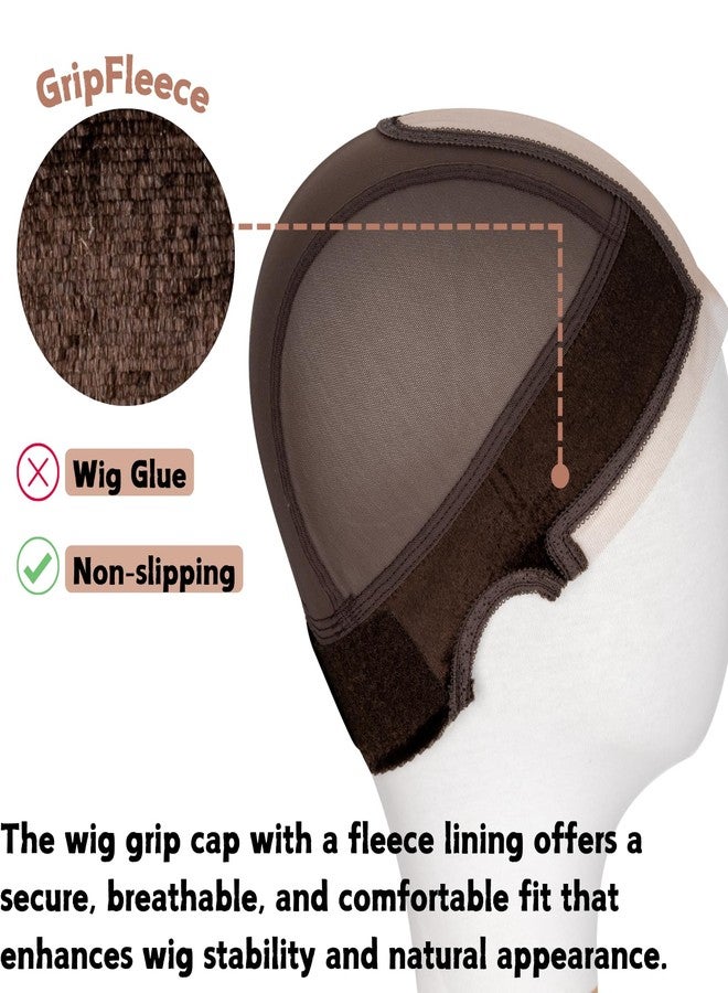 Cospack Women Lace Wig Grip Cap - 2x6 Middle Part Lace Area Adjustable Non-Slip Band With Velcro - Wig Gripper Around Lace Edge With Ear-Cutouts Comfortable Breathable No-Headache (Brown) - Image 3