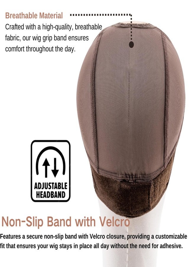 Cospack Women Lace Wig Grip Cap - 2x6 Middle Part Lace Area Adjustable Non-Slip Band With Velcro - Wig Gripper Around Lace Edge With Ear-Cutouts Comfortable Breathable No-Headache (Brown) - Image 4