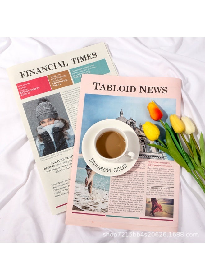 4 قطع من دعامات التصوير الصحفي الإنجليزي، صحيفة مزخرفة للأزياء، دعامات خلفية لتصوير الطعام، ورق تغليف الزهور لتزيين الأجواء - Image 2
