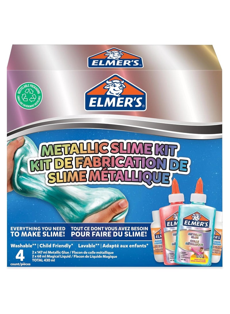 ELMER'S Slime Kit Metalic - 4 Pcs | Child-Friendly & Washable | Ideal For Slime Play & Adding Pop To Arts, Crafts Projects - Image 1