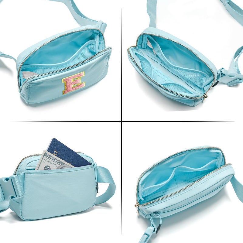 Gitus Gifts for 7 8 9 10 11 Year Old Girls Belt Bag Fanny Pack Crossbody Bags with Initial Letter Patch Birthday Gifts for Daughter Sister Friends Teen girls (Icing Blue-E) - Image 5
