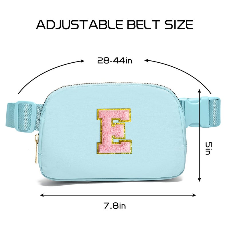 Gitus Gifts for 7 8 9 10 11 Year Old Girls Belt Bag Fanny Pack Crossbody Bags with Initial Letter Patch Birthday Gifts for Daughter Sister Friends Teen girls (Icing Blue-E) - Image 3