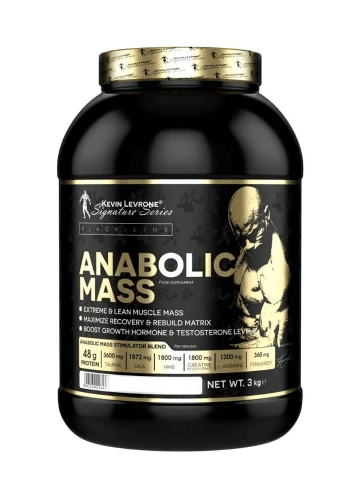 KEVIN LEVRONE Anabolic Mass, Pro Muscle Building Weight Gainer, Toffee Flavour, 3kg 