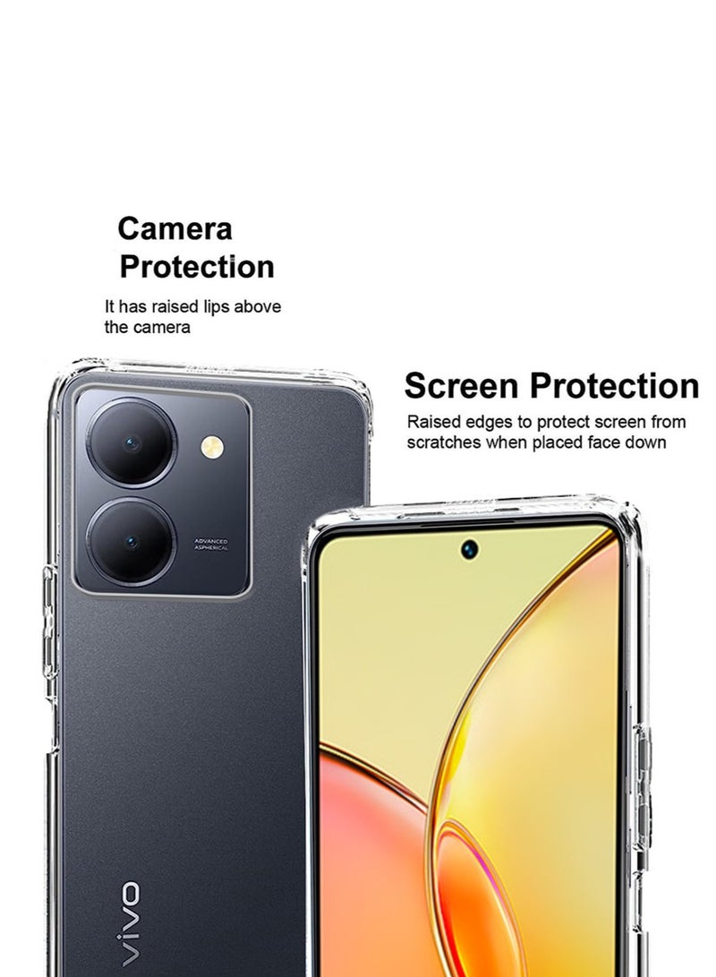 Techie حزمة كومبو 2 في 1 لحافظة Vivo Y36 5G وواقي الشاشة - حافظة TPU شفافة مع واقي شاشة زجاجي مقسى HD - Image 3