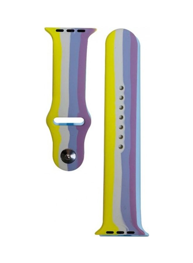 NIBEMINENT Silicone Replacement Band For Apple Watch Series 6 Purple/Blue/Yellow - Image 1