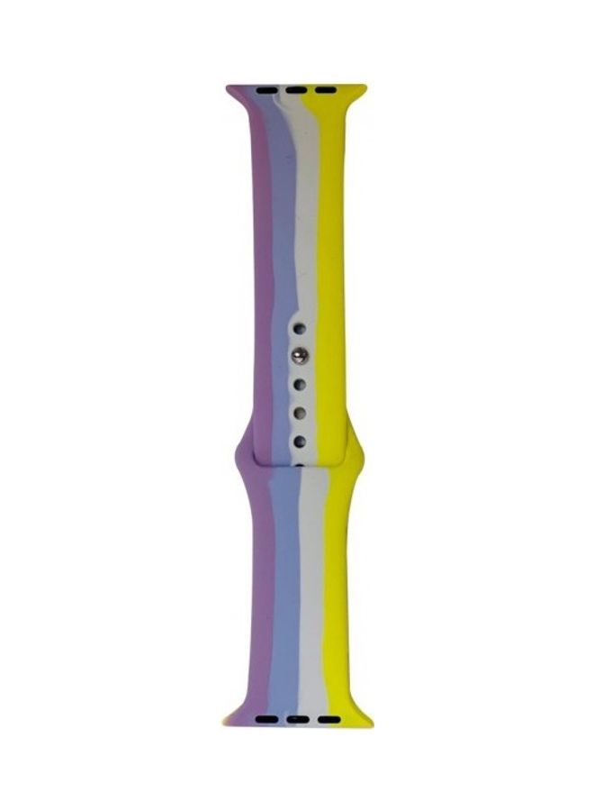 NIBEMINENT Silicone Replacement Band For Apple Watch Series 6 Purple/Blue/Yellow - Image 2