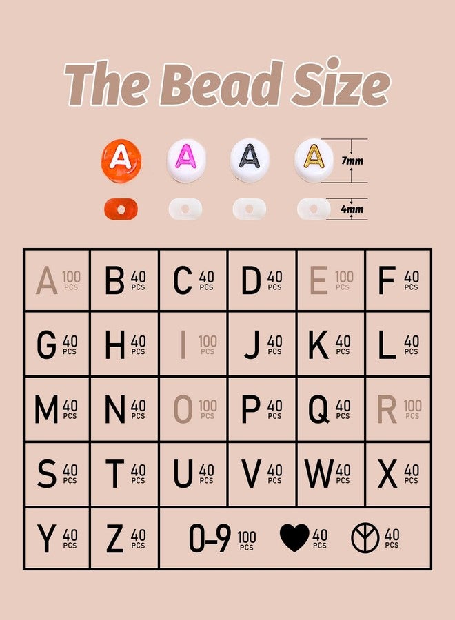 DoDoBeads White Letter Beads Kit - 1650Pcs Acrylic 4x7mm Round Alphabet Beads A-Z with Spacer Beads, and Extra Vowels & Number Beads - Ideal for Bracelets, Necklaces, Friendship Bracelet Kits - Image 3