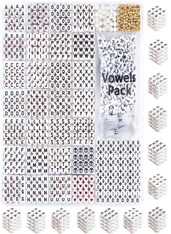 DoDoBeads White Letter Beads Kit - 1650Pcs Acrylic 4x7mm Round Alphabet Beads A-Z with Spacer Beads, and Extra Vowels & Number Beads - Ideal for Bracelets, Necklaces, Friendship Bracelet Kits - Image 1