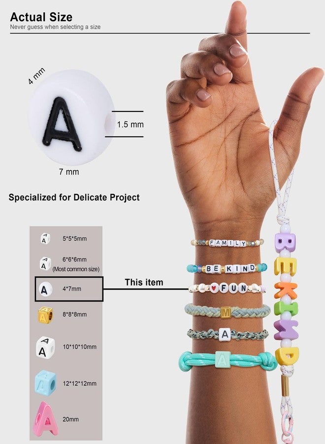 DoDoBeads White Letter Beads Kit - 1650Pcs Acrylic 4x7mm Round Alphabet Beads A-Z with Spacer Beads, and Extra Vowels & Number Beads - Ideal for Bracelets, Necklaces, Friendship Bracelet Kits - Image 2