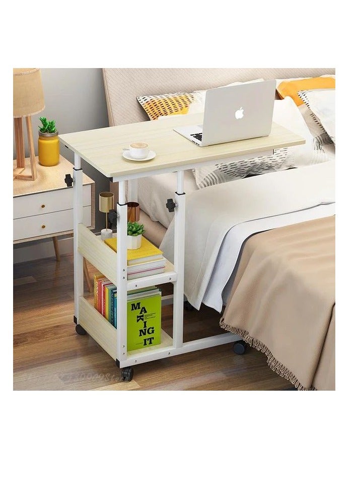 BAIG Laptop Lift Portable Desk Height Adjustable Wood AND Steel Frame Simple Lazy Laptop Desk Portable Stand Desk beige  - Image 1