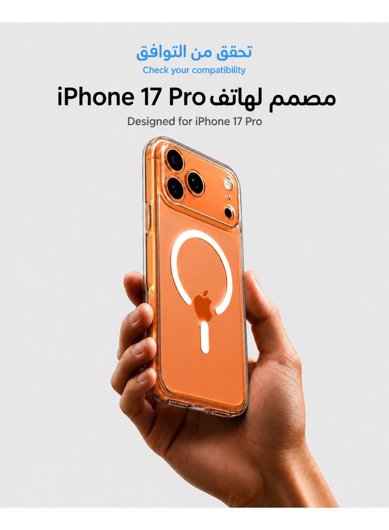 ORYXA iPhone 17 Pro Case, 2 IN 1 Magnetic Clear Phone Cover Compatible with MagSafe + Screen Protector, [Never Yellow] Slim Shockproof Full Protection for Apple iPhone 17 Pro, Crystal Clear - Image 2