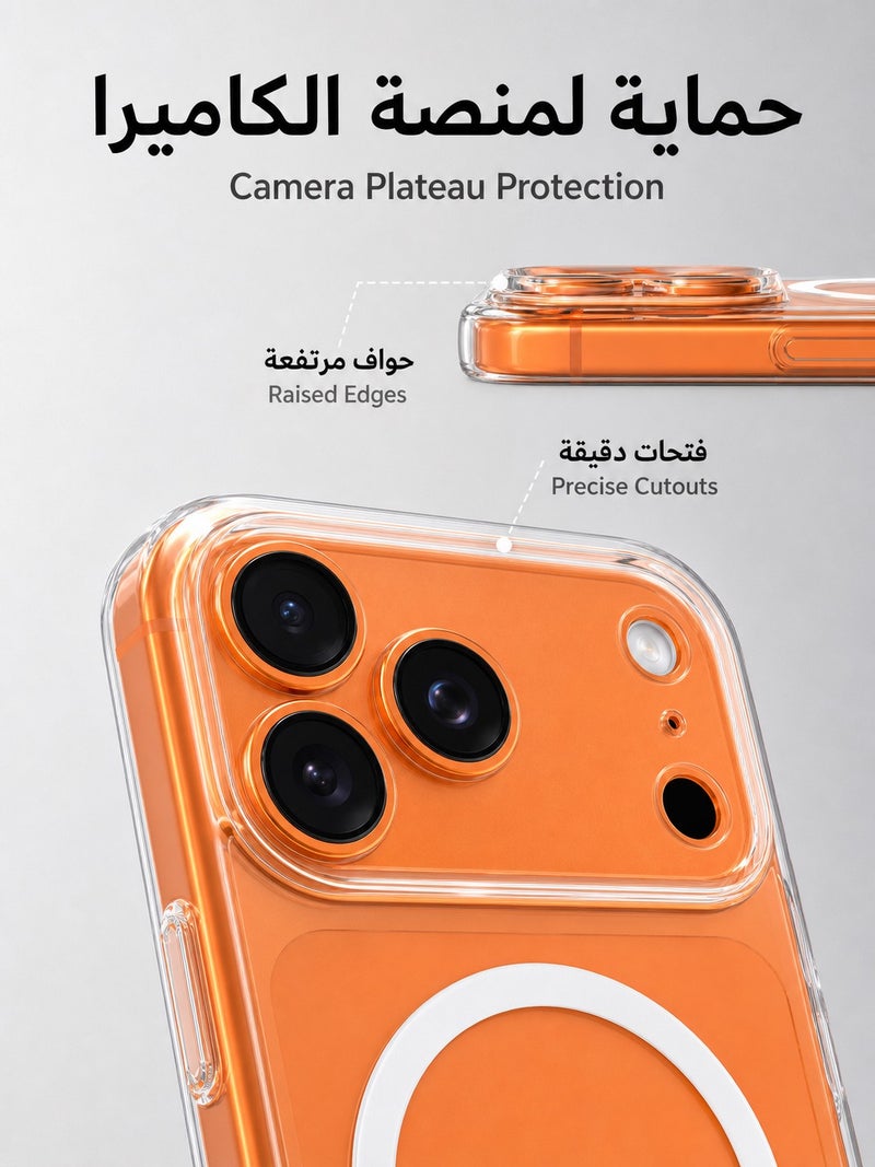 ORYXA iPhone 17 Pro Case, 2 IN 1 Magnetic Clear Phone Cover Compatible with MagSafe + Screen Protector, [Never Yellow] Slim Shockproof Full Protection for Apple iPhone 17 Pro, Crystal Clear - Image 4