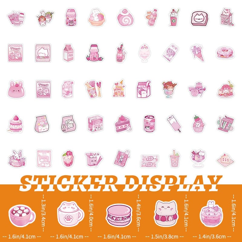 ZJSXINDI 100pcs Cute Small Stickers Set Kawaii,Cardstock Stickers Decorative Masking Stickers Planner Stickers for Personalize (Pink Foods) - Image 3