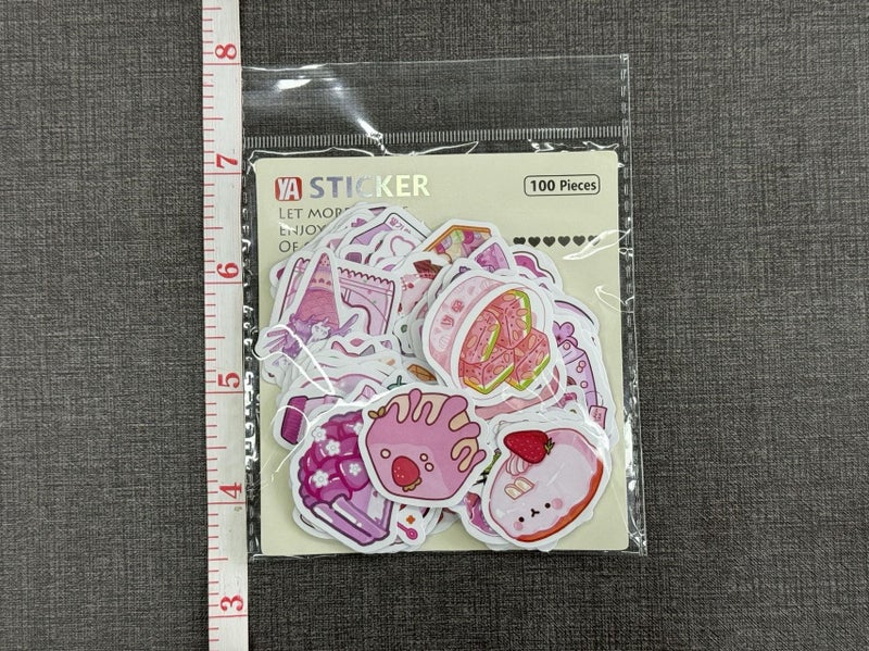 ZJSXINDI 100pcs Cute Small Stickers Set Kawaii,Cardstock Stickers Decorative Masking Stickers Planner Stickers for Personalize (Pink Foods) - Image 5