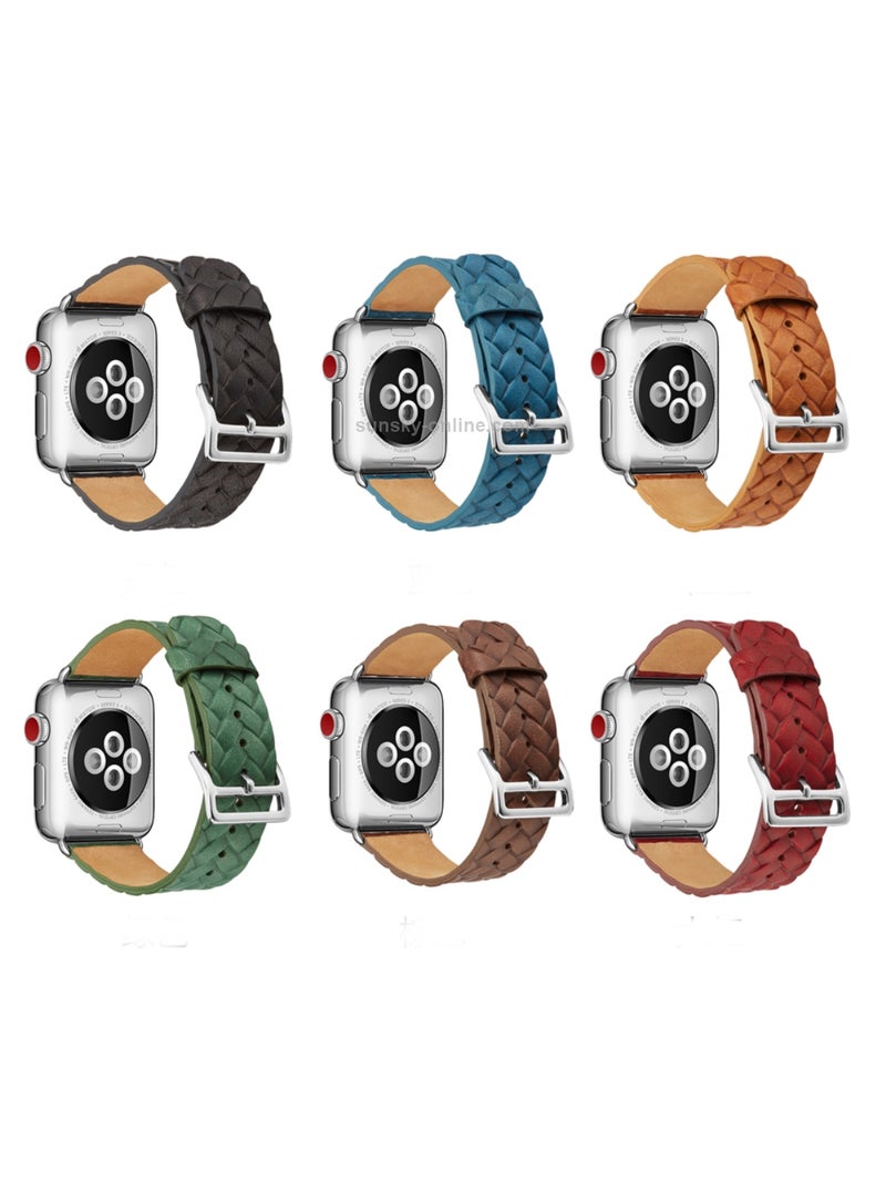 For Apple Watch Series 3 & 2 & 1 42mm Cowhide Embossed Pattern Leather Watch Band (Coffee)