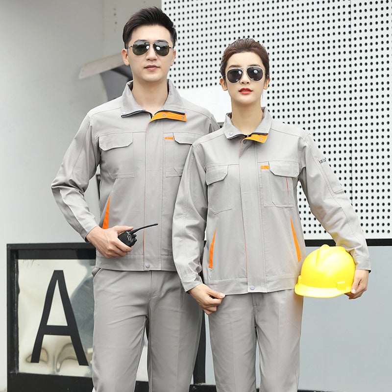 All-Cotton Work Clothes Suit Autumn Long-Sleeved Workshop Factory Clothes Coal Mine Construction Work Clothes Men'S And Women'S Work Clothes Embroidered Work Clothes - Image 1