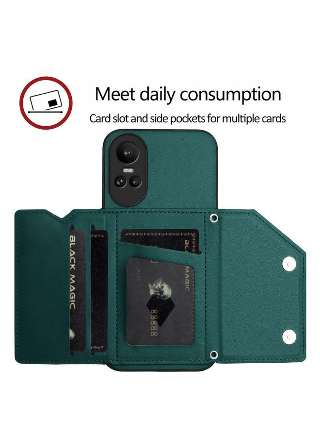 S-TOP Case For OPPO Reno10 Pro 5G Global Skin Feel Four Card Slots Phone Case with Wrist Strap - Image 5