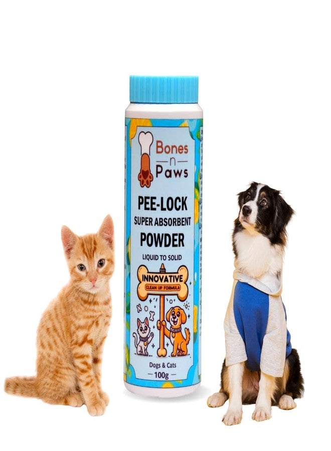 BONES N PAWS Super Absorbent Pee Lock Powder 300 g | Solidifies Dog & Cat Urine, Vomit, Diarrhea & Pet Waste | Odor Control Pet Cleaner | Easy Clean, Non Toxic - Image 1