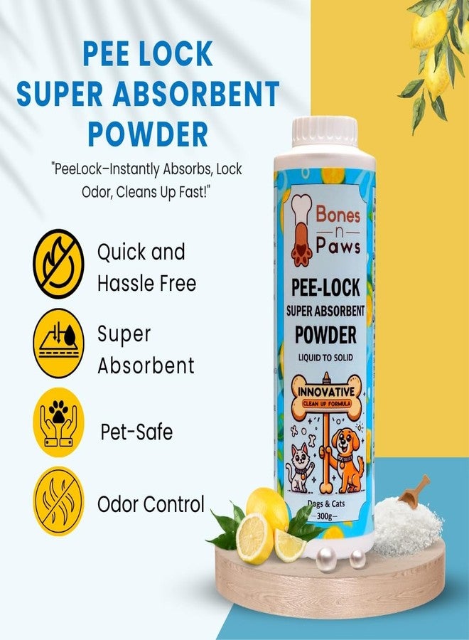 BONES N PAWS Super Absorbent Pee Lock Powder 300 g | Solidifies Dog & Cat Urine, Vomit, Diarrhea & Pet Waste | Odor Control Pet Cleaner | Easy Clean, Non Toxic - Image 4