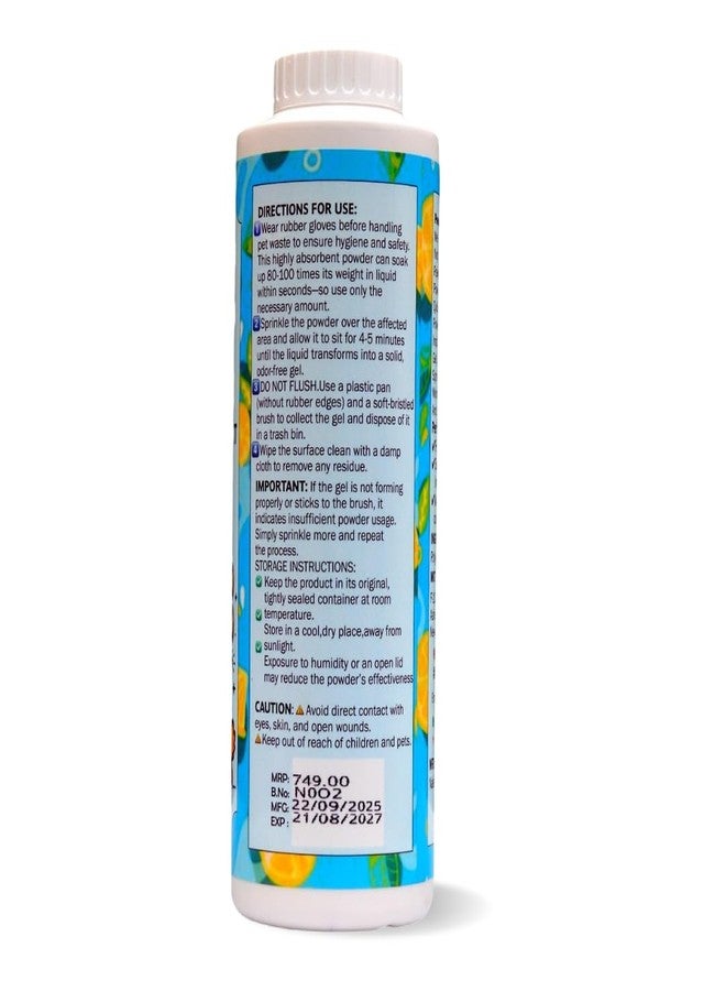 BONES N PAWS Super Absorbent Pee Lock Powder 300 g | Solidifies Dog & Cat Urine, Vomit, Diarrhea & Pet Waste | Odor Control Pet Cleaner | Easy Clean, Non Toxic - Image 2