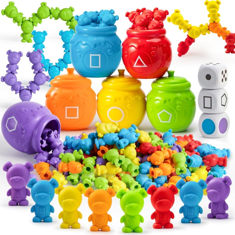 JOYIN Rainbow Counting Bears with Matching Sorting Cups - 83 Pcs Set Learning Toys for Kids Age 3+, Number Sorting, Color Recognition, Tweezers, Dice, Instruction Book, Educational Gift - Image 1