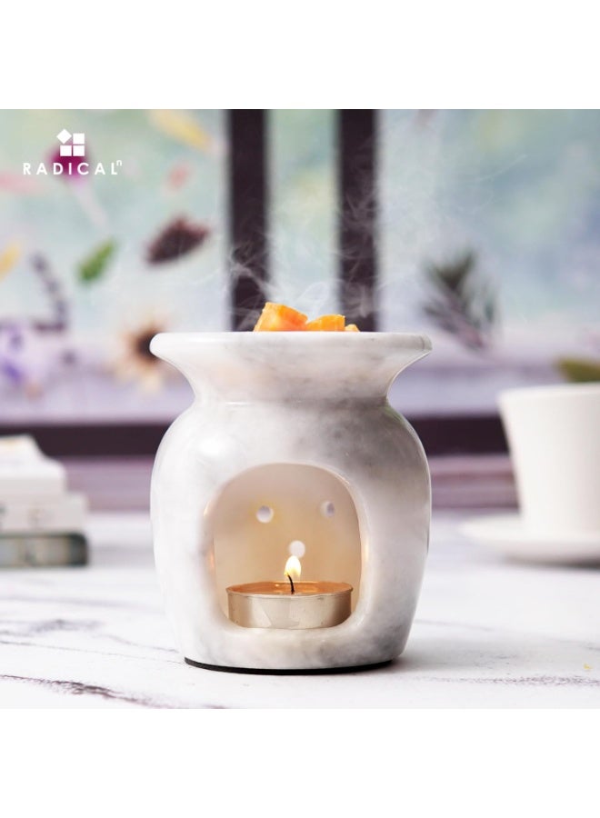 RADICALn Handmade White Marble Oil Burner 4 Inch, Aromatherapy Diffuser for Home & Office, Modern Candle Wax, Essential Oil & Wax Warmer, Perfect for Relaxation, Decor, or Gift - Image 2