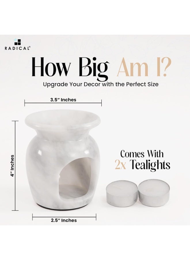 RADICALn Handmade White Marble Oil Burner 4 Inch, Aromatherapy Diffuser for Home & Office, Modern Candle Wax, Essential Oil & Wax Warmer, Perfect for Relaxation, Decor, or Gift - Image 3