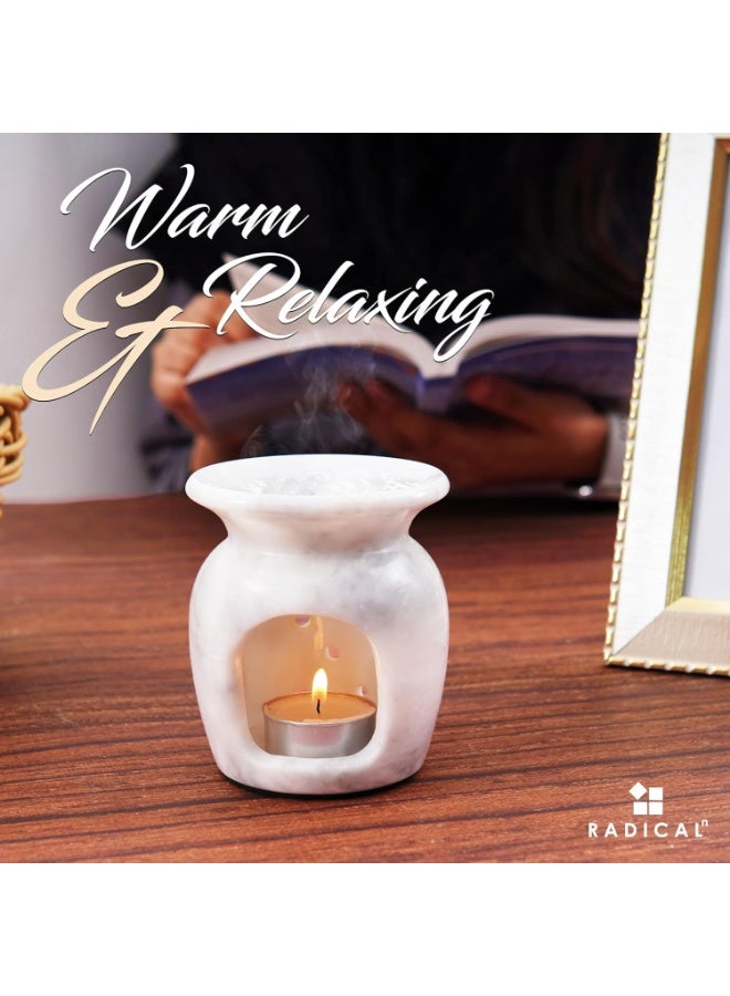 RADICALn Handmade White Marble Oil Burner 4 Inch, Aromatherapy Diffuser for Home & Office, Modern Candle Wax, Essential Oil & Wax Warmer, Perfect for Relaxation, Decor, or Gift - Image 4