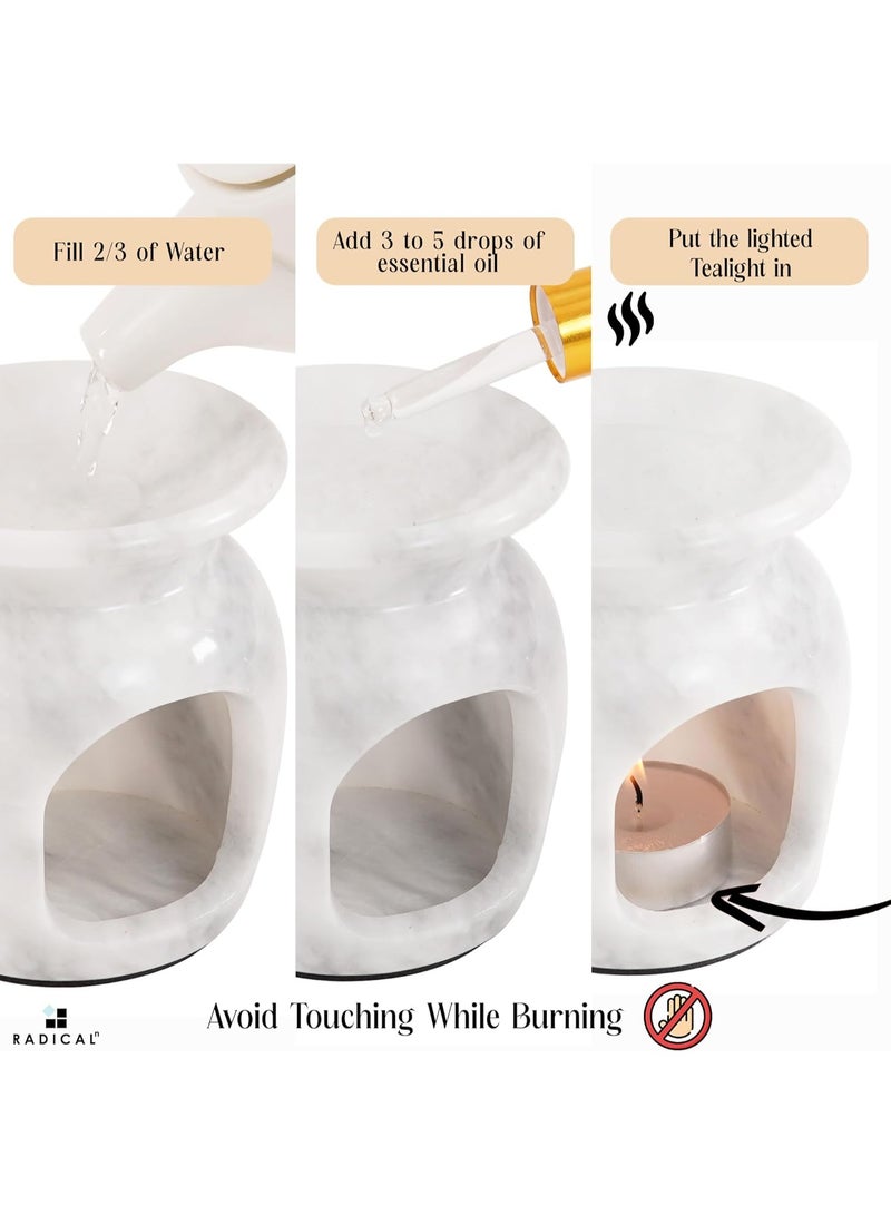 RADICALn Handmade White Marble Oil Burner 4 Inch, Aromatherapy Diffuser for Home & Office, Modern Candle Wax, Essential Oil & Wax Warmer, Perfect for Relaxation, Decor, or Gift - Image 5