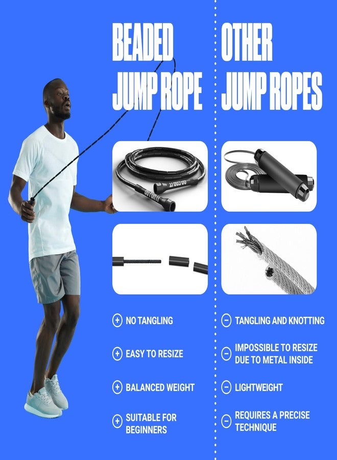 Sportbit Beaded Jump Rope - Tangle-free Adjustable Jump Ropes for Fitness - Lightweight Skipping Rope for Women, Men - Speed Jump Rope for Workout, Athletics, Crossfit, Women Exercise - Image 5