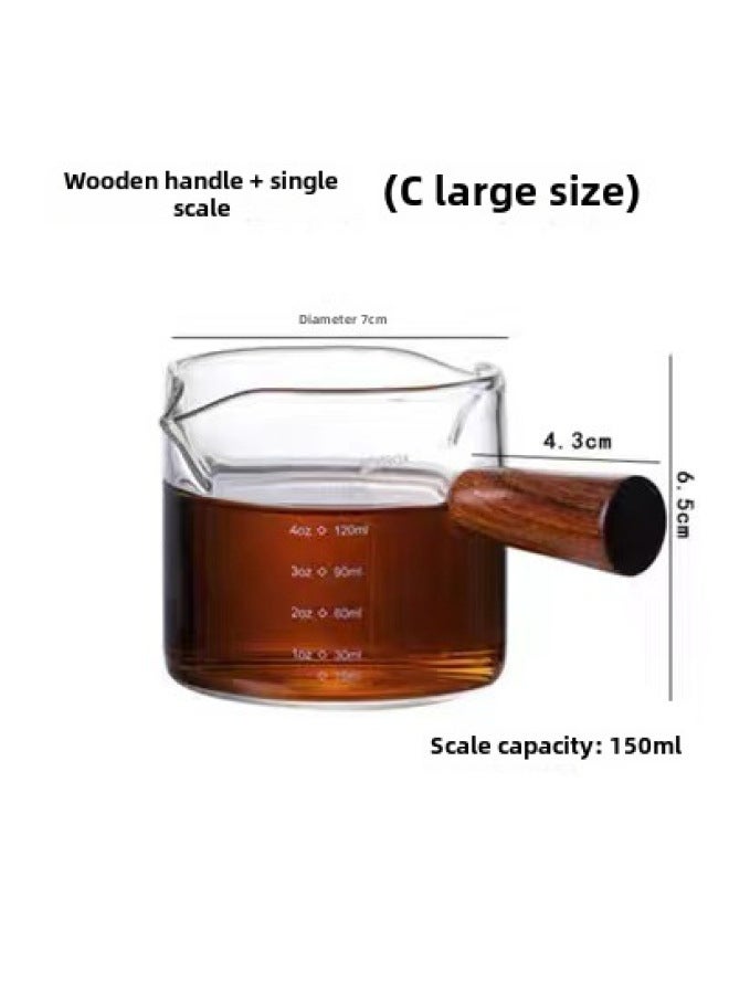 Double Mouth Side Wooden Handle Small Milk Cup High Borosilicate Glass Coffee Cup Small Milk Jar Household Scale Mini Milk Jar