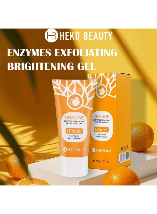 HEKO BEAUTY Orange Enzymes Exfoliating Brightening Gel - Chemical for Sensitive Beige, Mild Fruit-Based Formula with Alpha Hydroxy Acid (AHA), Paraben & Sensitive-Free, &, All Beige Types (Before & After Glow) - Image 1