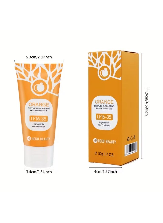 HEKO BEAUTY Orange Enzymes Exfoliating Brightening Gel - Chemical for Sensitive Beige, Mild Fruit-Based Formula with Alpha Hydroxy Acid (AHA), Paraben & Sensitive-Free, &, All Beige Types (Before & After Glow) - Image 2