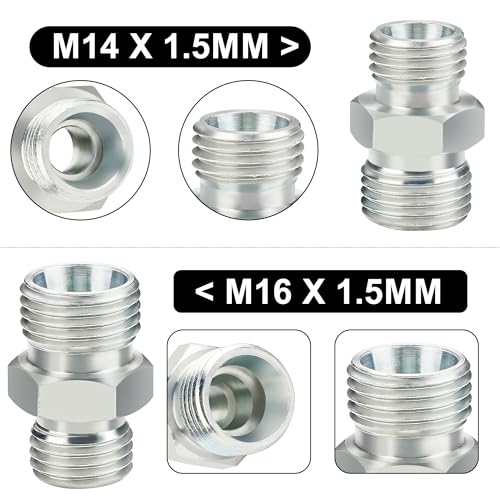 ANCIMOON 4PCS M14 to M16 Hydraulic Adapter Fittings for Mini Excavator Hose Connect Light DIN style - Image 3