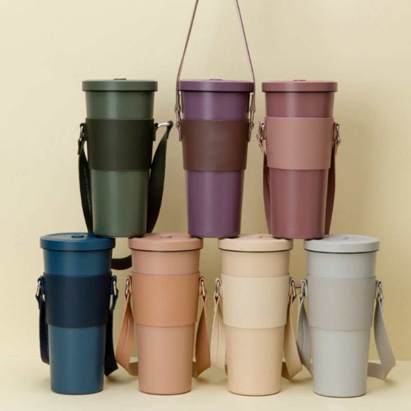 Spot Large Capacity Heat Preservation Cold Ice Cup Cover Portable Stainless Steel Cup Cover Leather Beverage Cup Cover - Image 4