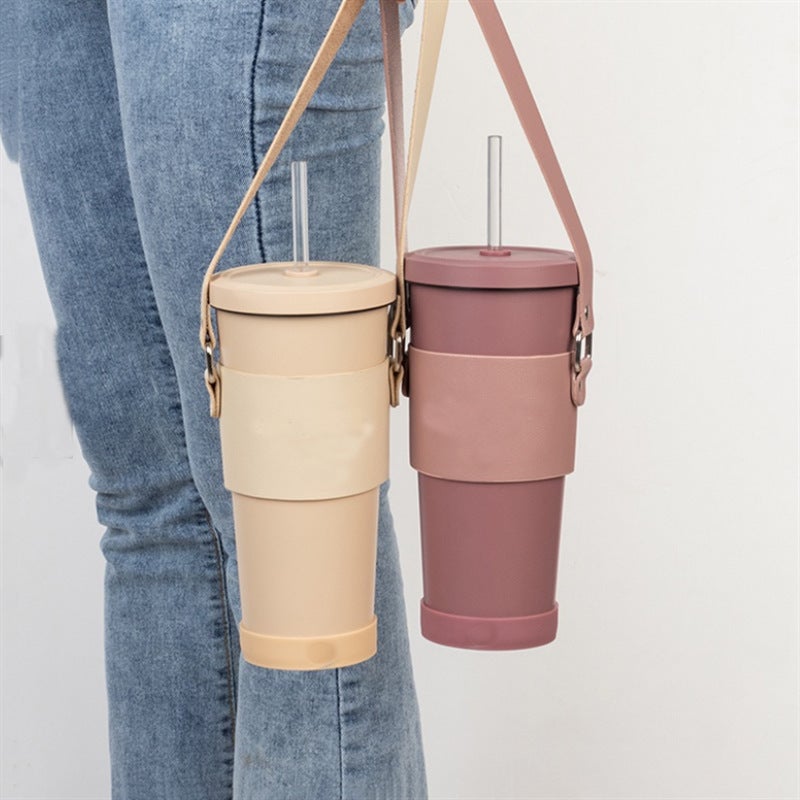 Spot Large Capacity Heat Preservation Cold Ice Cup Cover Portable Stainless Steel Cup Cover Leather Beverage Cup Cover - Image 5