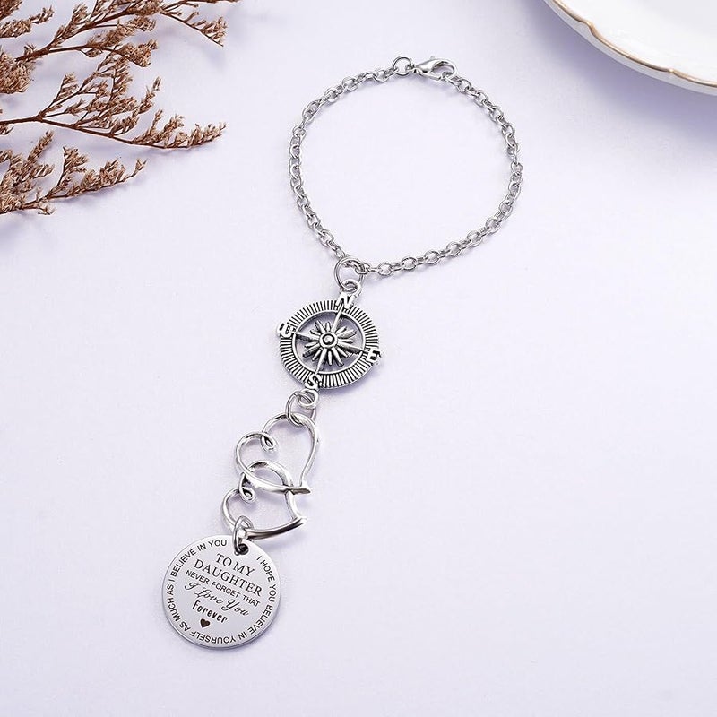 Ralukiia To My Daughter Compass Car Charm, I Hope You Believe In Yourself As Much As I Believe In You Car Charm, Rear View Mirror Car Charm for Daughter Birthday Graduation Christmas - Image 2