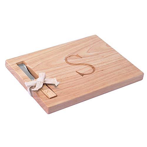 Miicol Wood Charcuterie Board, Monogram Cheese Board 10 Inch, Personalized Initial Cutting Board with Spreader, Unique Housewarming Gift, Ideal for Kitchen, Home, Letter S - Image 2