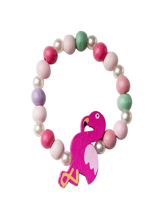 El Regalo Kids/Toddlers/Girls Wooden Beads Handmade Necklace & Bracelet Jewelry Sets (1 Necklace & 1 Bracelet) : Kids Princess Jewelry Set (Flamingo Kids Jewelry Set) - Image 3