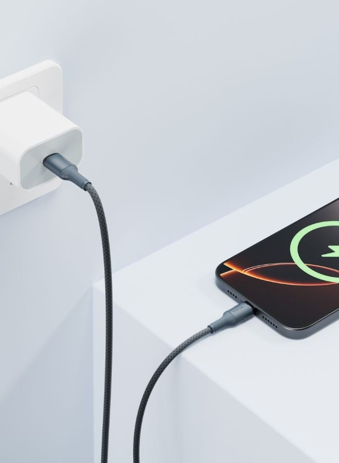 TELUX SWIFTX USB-C to USB-C Charging Cable 1m, 100W PD Fast Charging, Wear-Resistant Nylon Braid, Broad Compatibility, 10000+ Bend Lifespan, 480Mbps Data Transfer, Grey - Image 4