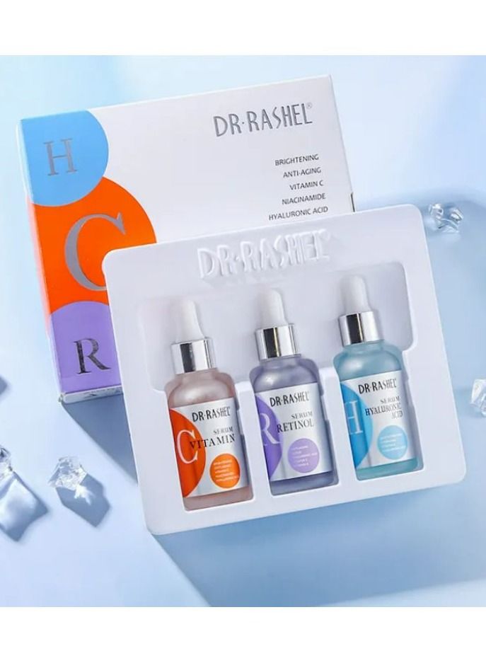 RASHELL Complete facial  serum set Vitamin C  Serum, Hyaluronic  Acid Serum, Retinol  serum 3 pack - Image 1
